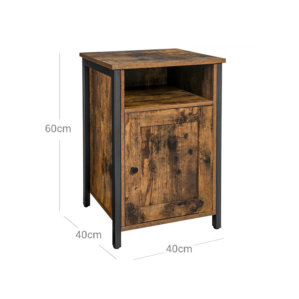 Nightstand - Metal - Rustic Brown and Black