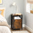 Side Table - Wood - Rustic Brown and Black - Open Shelf and Storage Cabinet