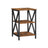 Side Table - Wood - Rustic Brown and Black - X-Shape Frame with 2 Storage Shelves