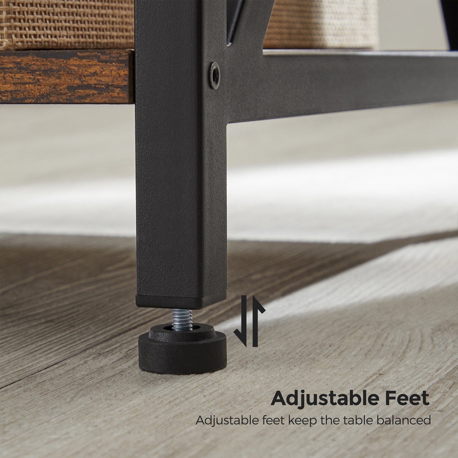 Side Table - Wood - Rustic Brown and Black - X-Shape Frame with 2 Storage Shelves