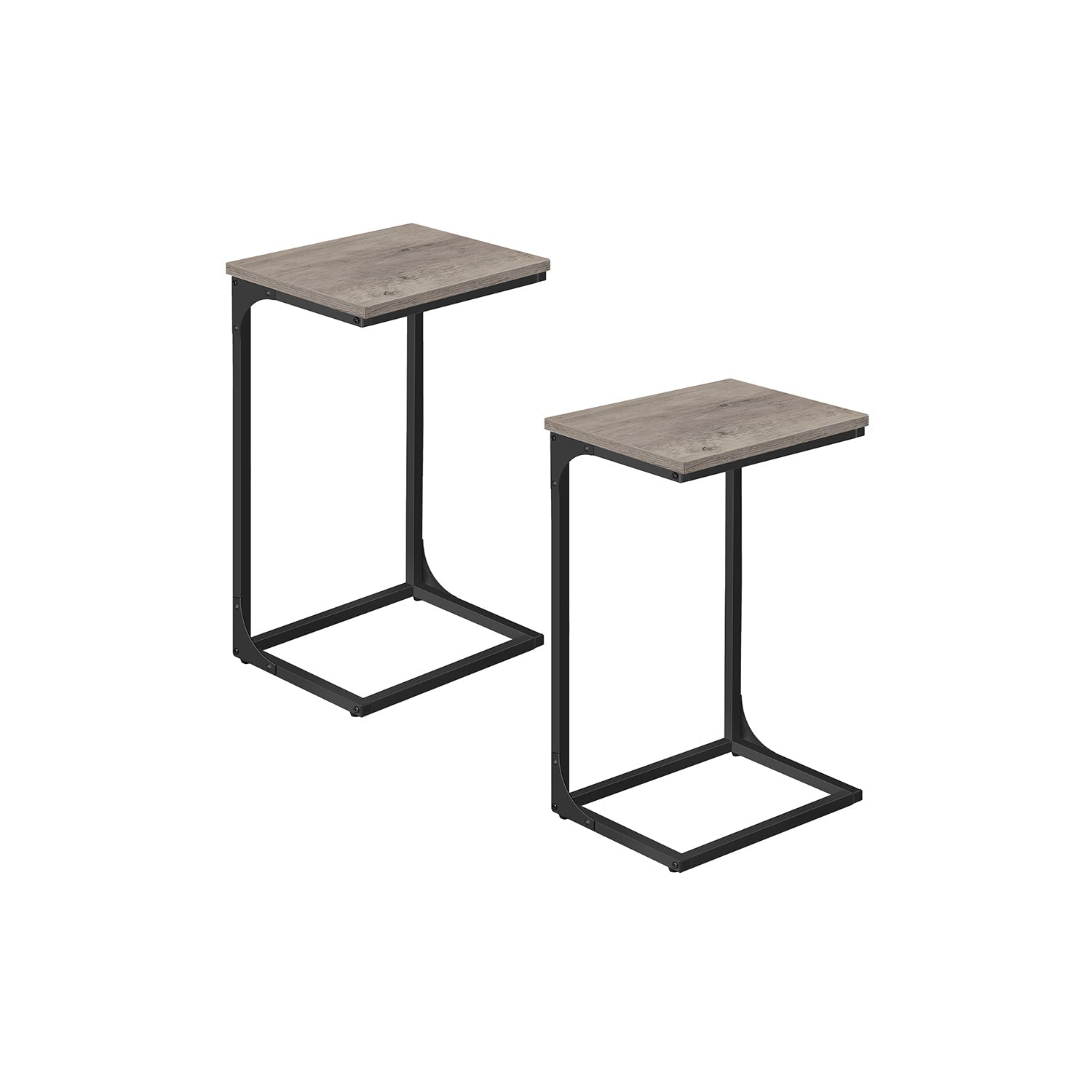 C-Shaped Side Tables Set of 2 - Metal Frame - Heather Greige - Industrial Aesthetic