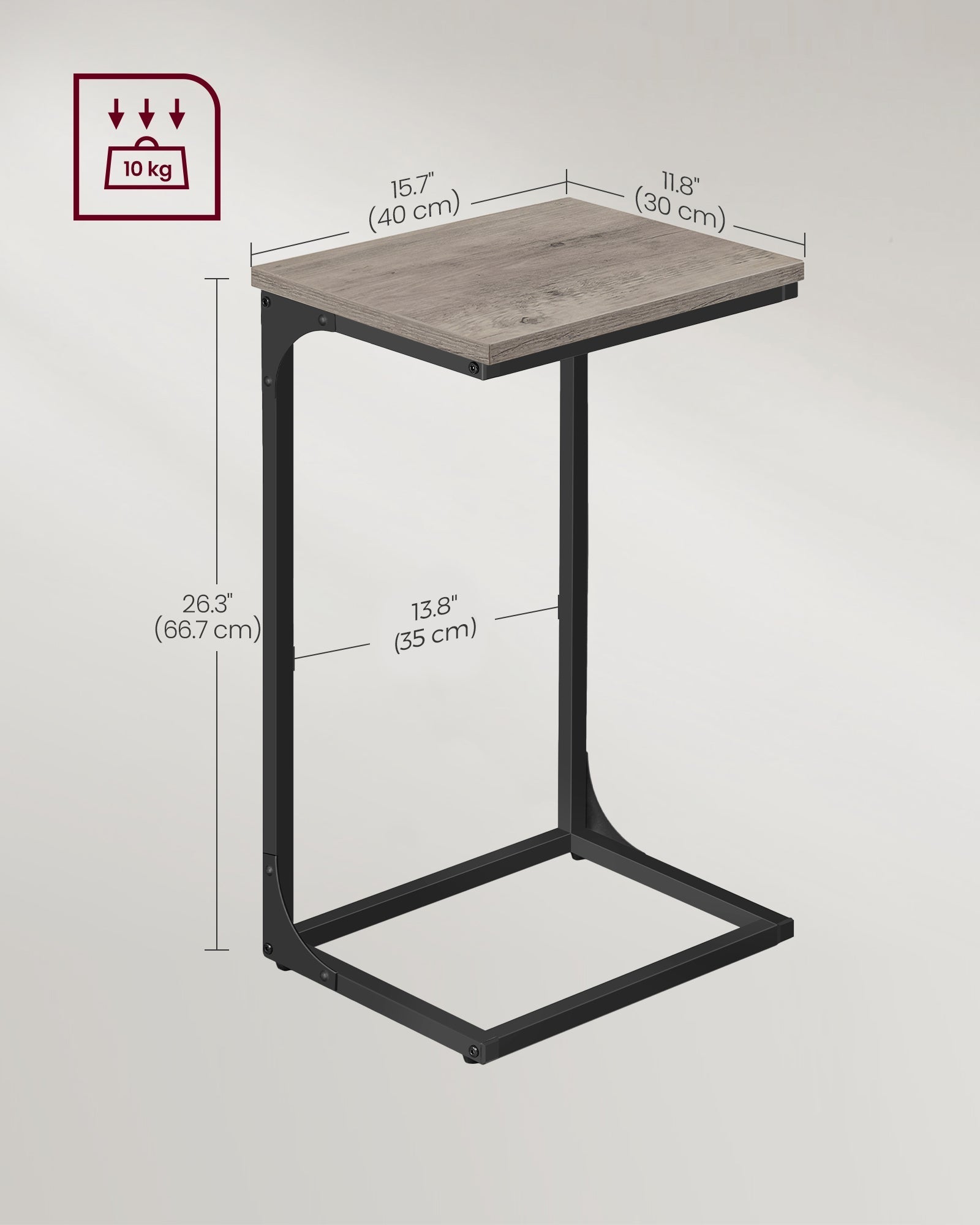 C-Shaped Side Tables Set of 2 - Metal Frame - Heather Greige - Industrial Aesthetic