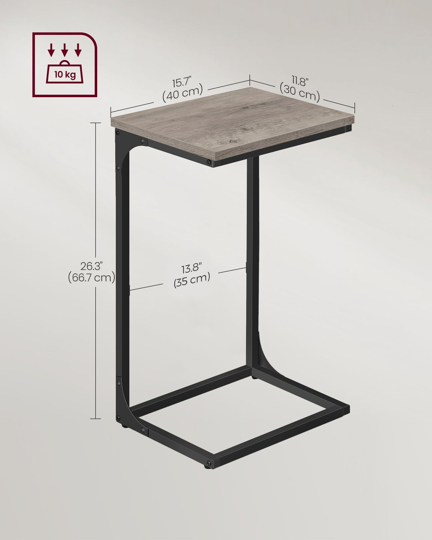 C-Shaped Side Tables Set of 2 - Metal Frame - Heather Greige - Industrial Aesthetic