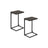 C-Shaped Side Tables Set of 2 - Industrial Metal Frame - Grey Oak and Ink Black
