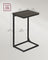 C-Shaped Side Tables Set of 2 - Industrial Metal Frame - Grey Oak and Ink Black