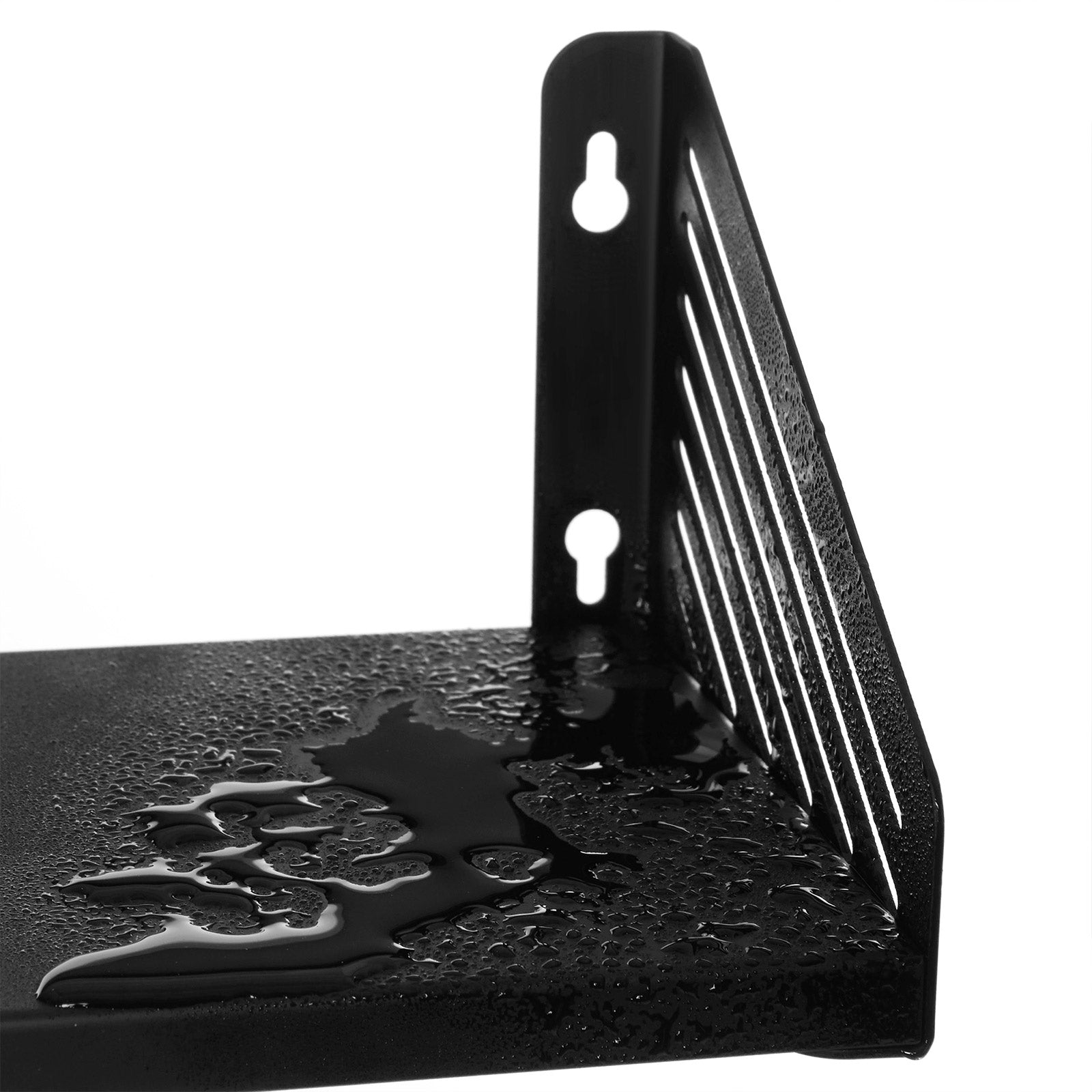 Metal Wall-Mounted Floating Shelves - Black - Set of 3 for Trinkets and Decorations