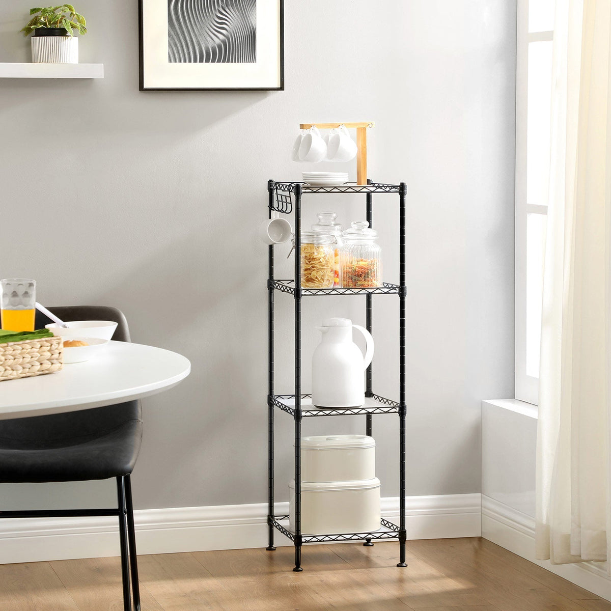 4-Tier Bathroom Shelf - Metal - Black