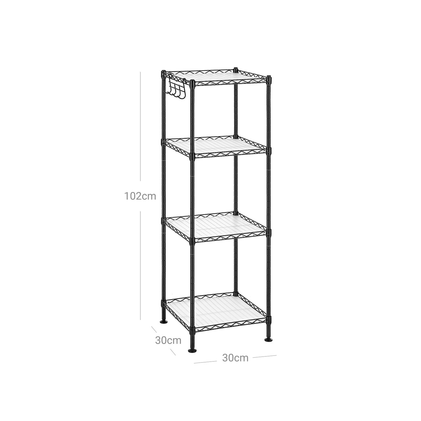 4-Tier Bathroom Shelf - Metal - Black