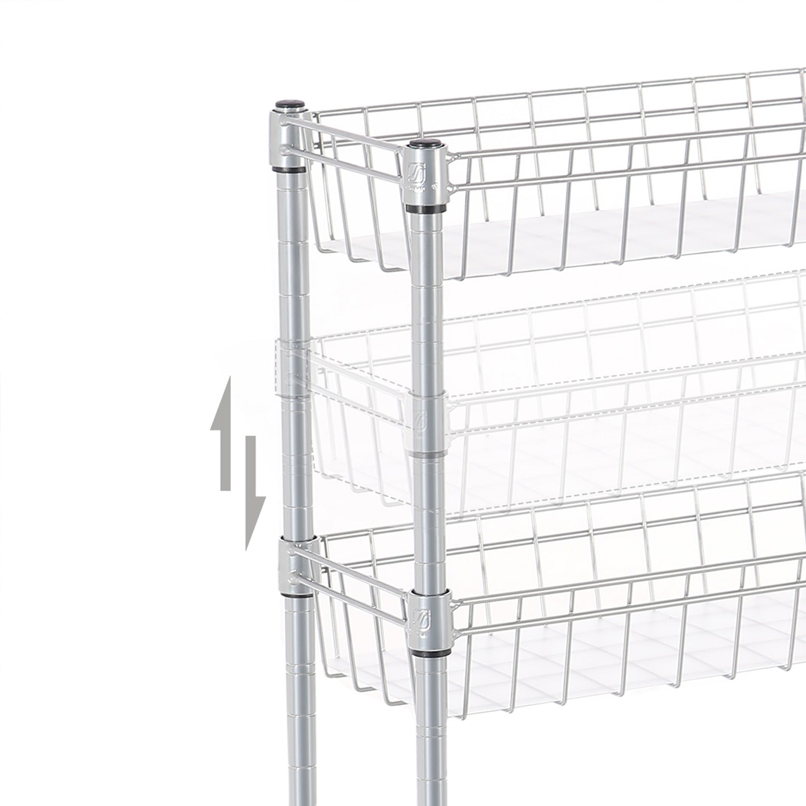 4-Tier Slim Storage Cart - Metal - Silver - Rolling Design for Small Spaces