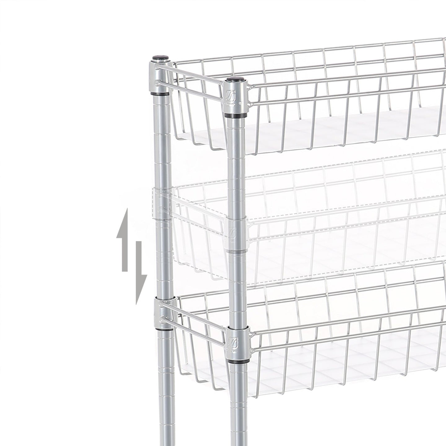 4-Tier Slim Storage Cart - Metal - Silver - Rolling Design for Small Spaces