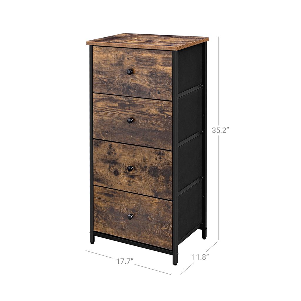 Drawer Storage Unit - Fabric - Light Grey and White - Slim Design with Metal Frame