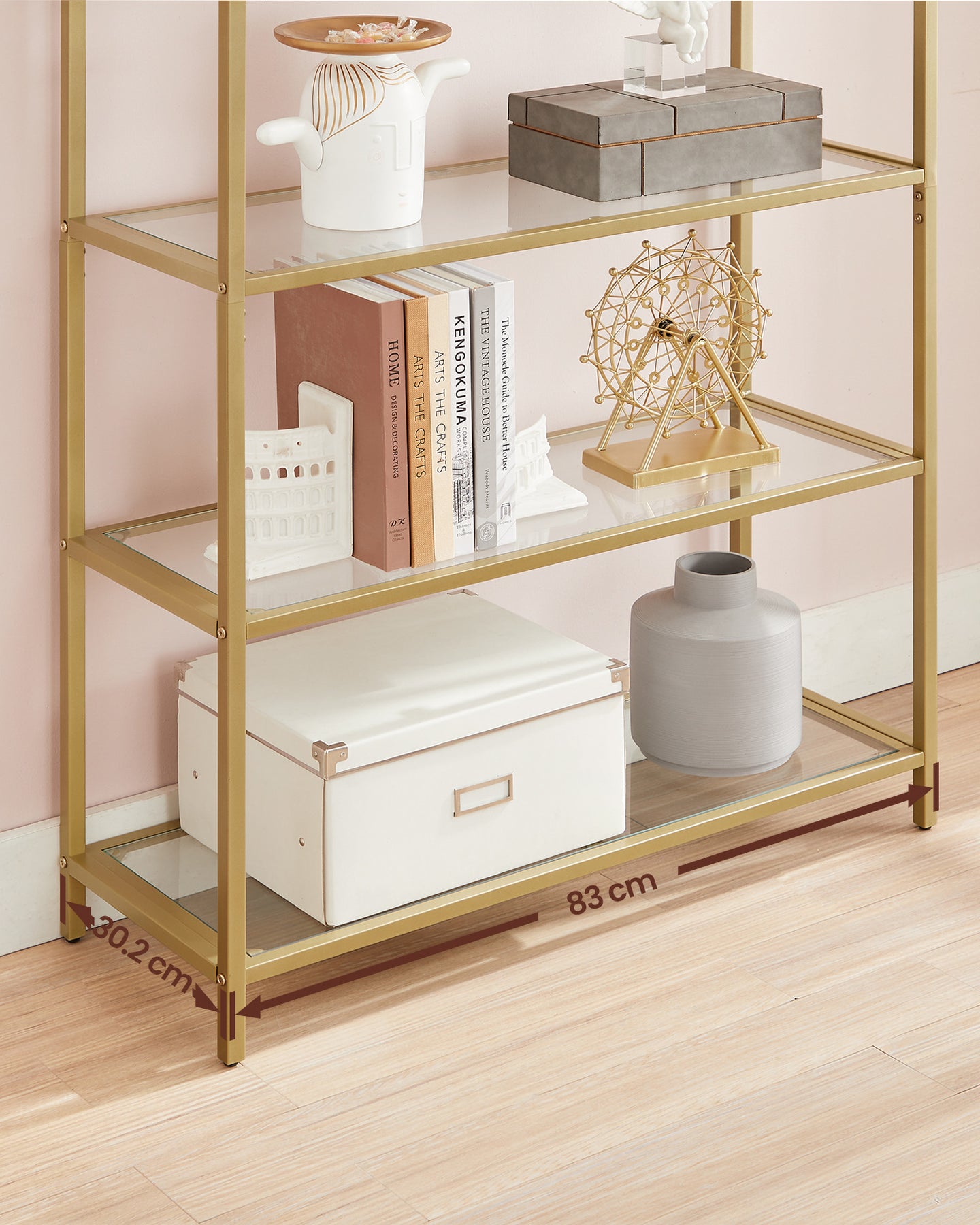 Ladder Golden Shelving Unit - Glass - Gold