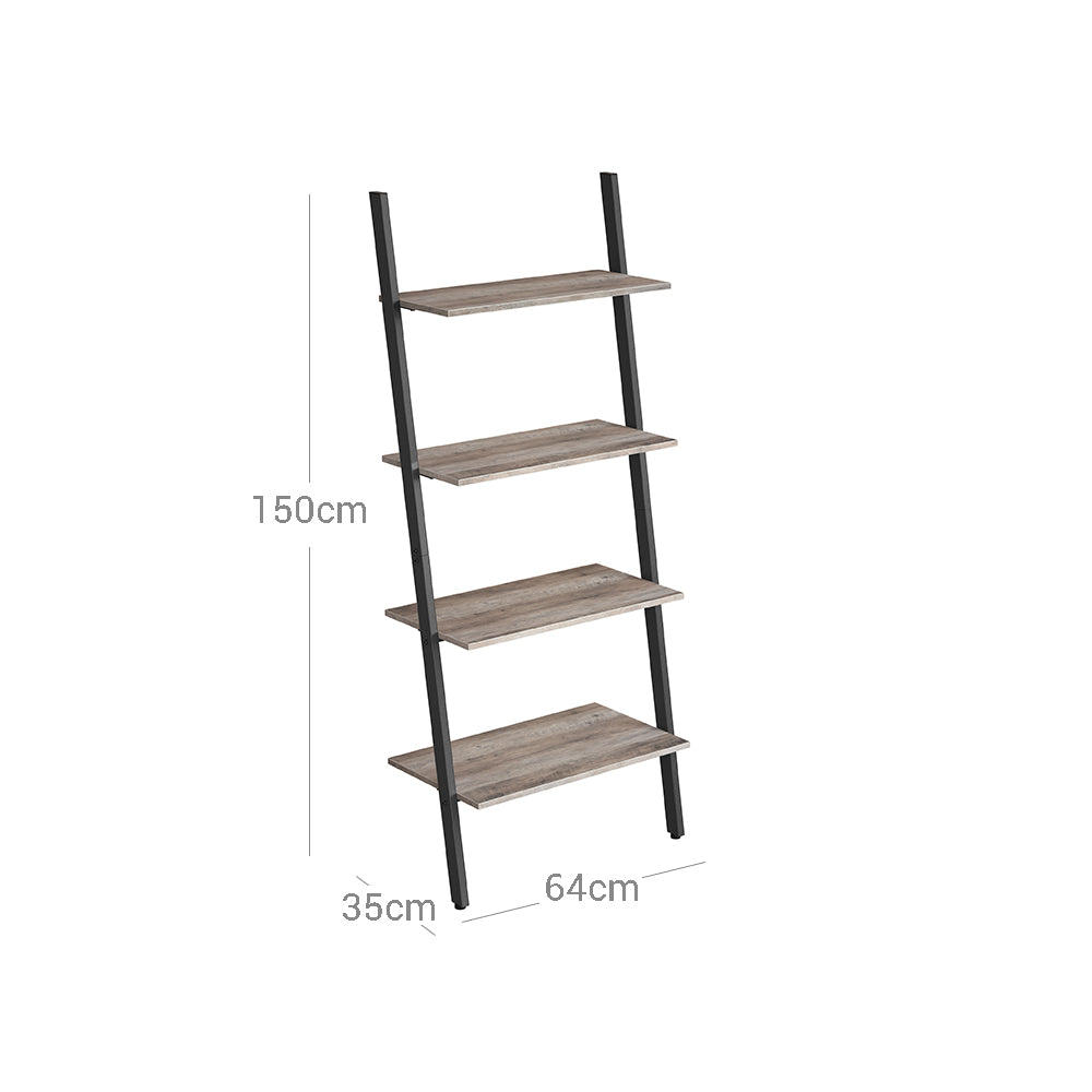 4-Tier Bookshelf - Steel - Greige and Black