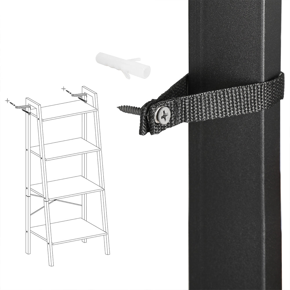 Ladder Shelf - 4-Tier Industrial Design - Engineered Wood - Hazelnut Brown and Black