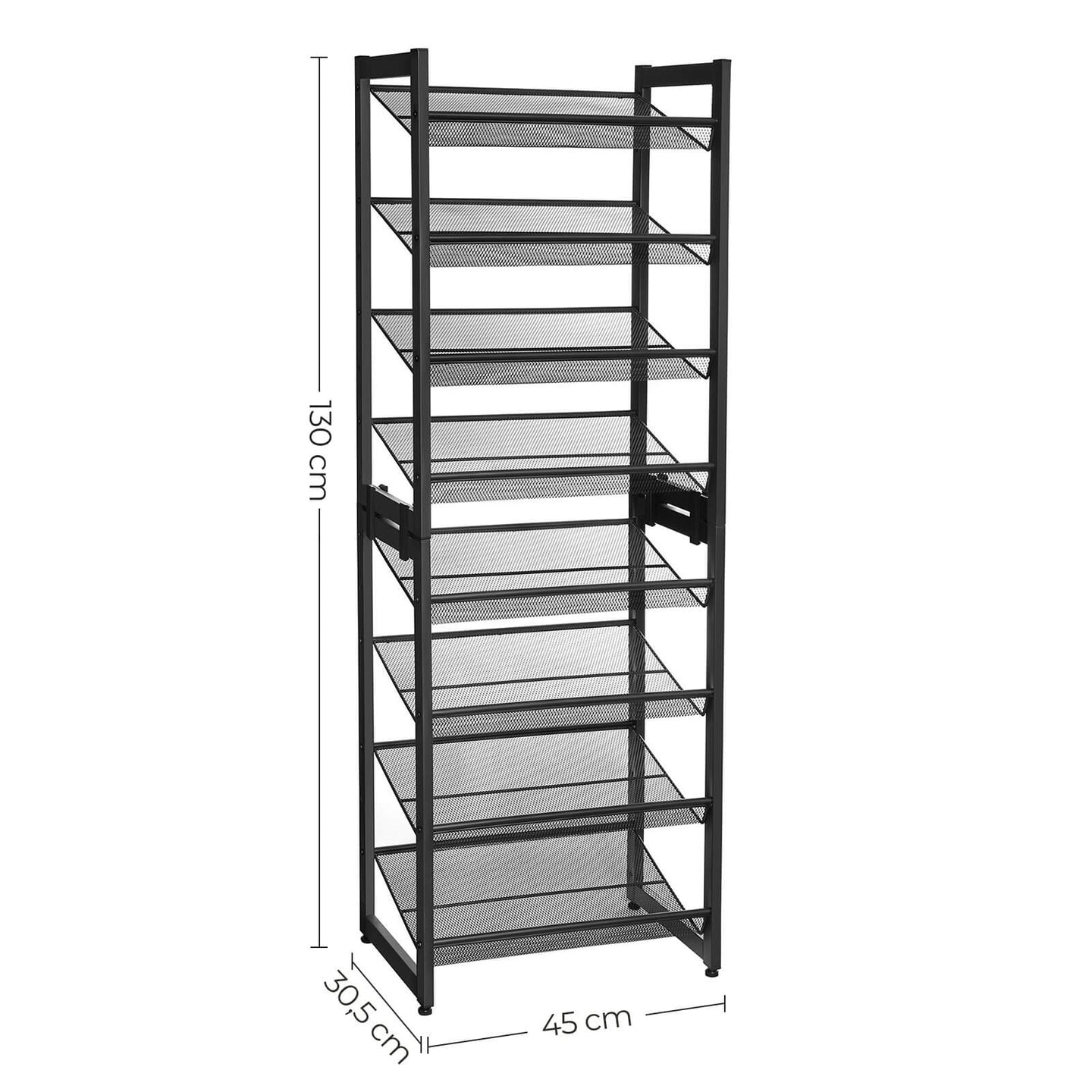 Stackable 4-Tier Shoe Organiser - Metal Mesh - Black - Compact Large Capacity for 16-24 Pairs