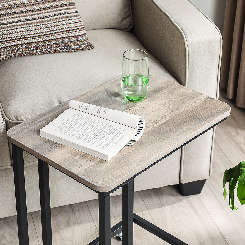 End Table - Steel Frame - Light Ivory and Black