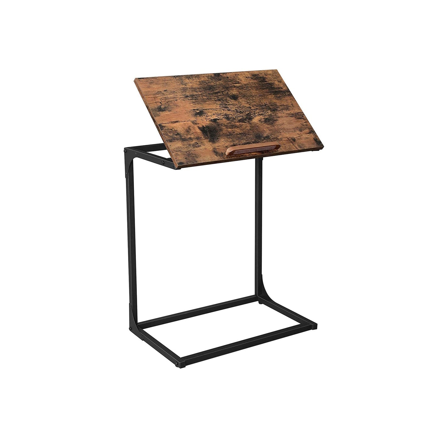 Sofa Side Table - Steel - Rustic Brown and Black - Tilting Top