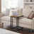 End Table - Metal Frame - Rustic Brown - Rolling Castors