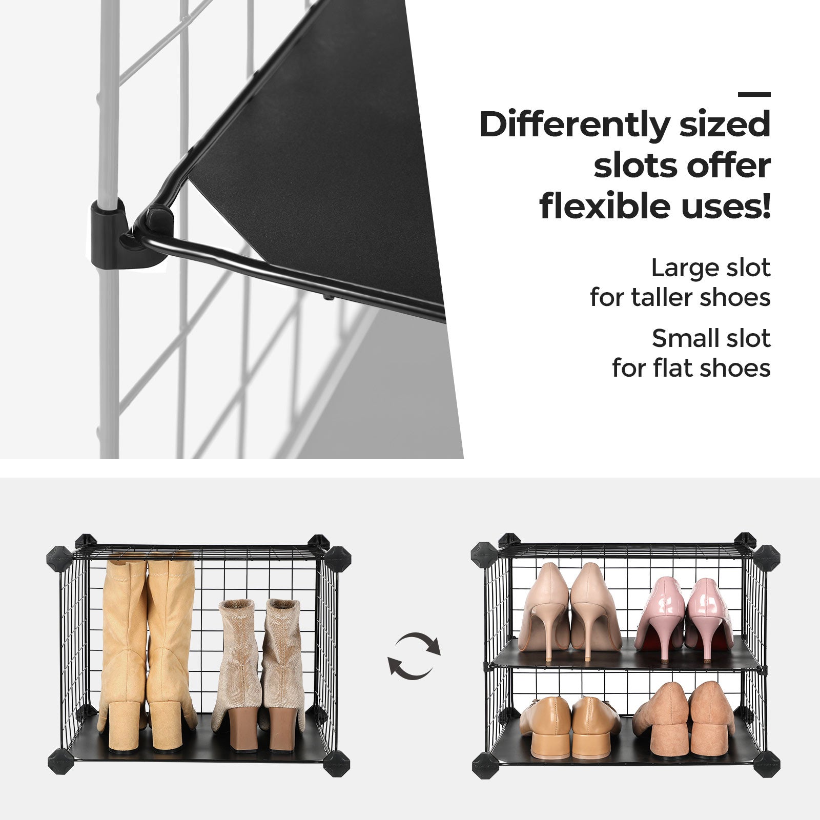 Shoe Storage Organizer - Metal Wire - Black - 10-Tier