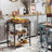 Kitchen Cart - Steel - Rustic Brown - With Removable Tray and Universal Castors