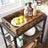 Kitchen Cart - Steel - Rustic Brown - With Removable Tray and Universal Castors