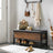 Shoe Storage Bench - Steel - Hazelnut Brown and Black - Padded Seat with Shoe Shelf