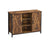Storage Cabinet - Engineered Wood - Rustic Brown and Black - Barn Doors with Cupboard and Shelves