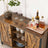 Storage Cabinet - Engineered Wood - Rustic Brown and Black - Barn Doors with Cupboard and Shelves