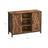 Storage Cabinet - Engineered Wood - Rustic Brown and Black - Barn Doors with Cupboard and Shelves