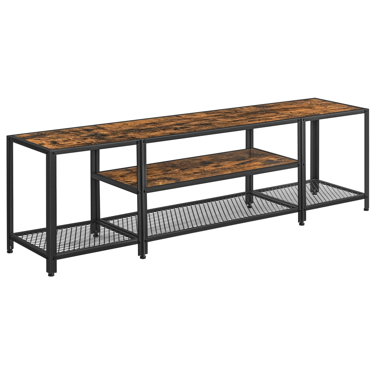 3-Tier TV Cabinet - Wood - Open Shelves for TVs up to 75 Inches