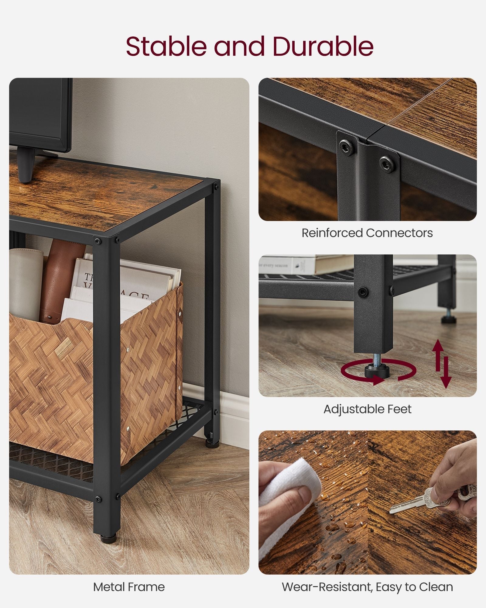 3-Tier TV Cabinet - Wood - Open Shelves for TVs up to 75 Inches