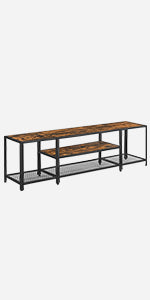 3-Tier TV Cabinet - Wood - Open Shelves for TVs up to 75 Inches