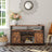Media Console Table - Engineered Wood - Rustic Brown and Black - Sliding Barn Doors
