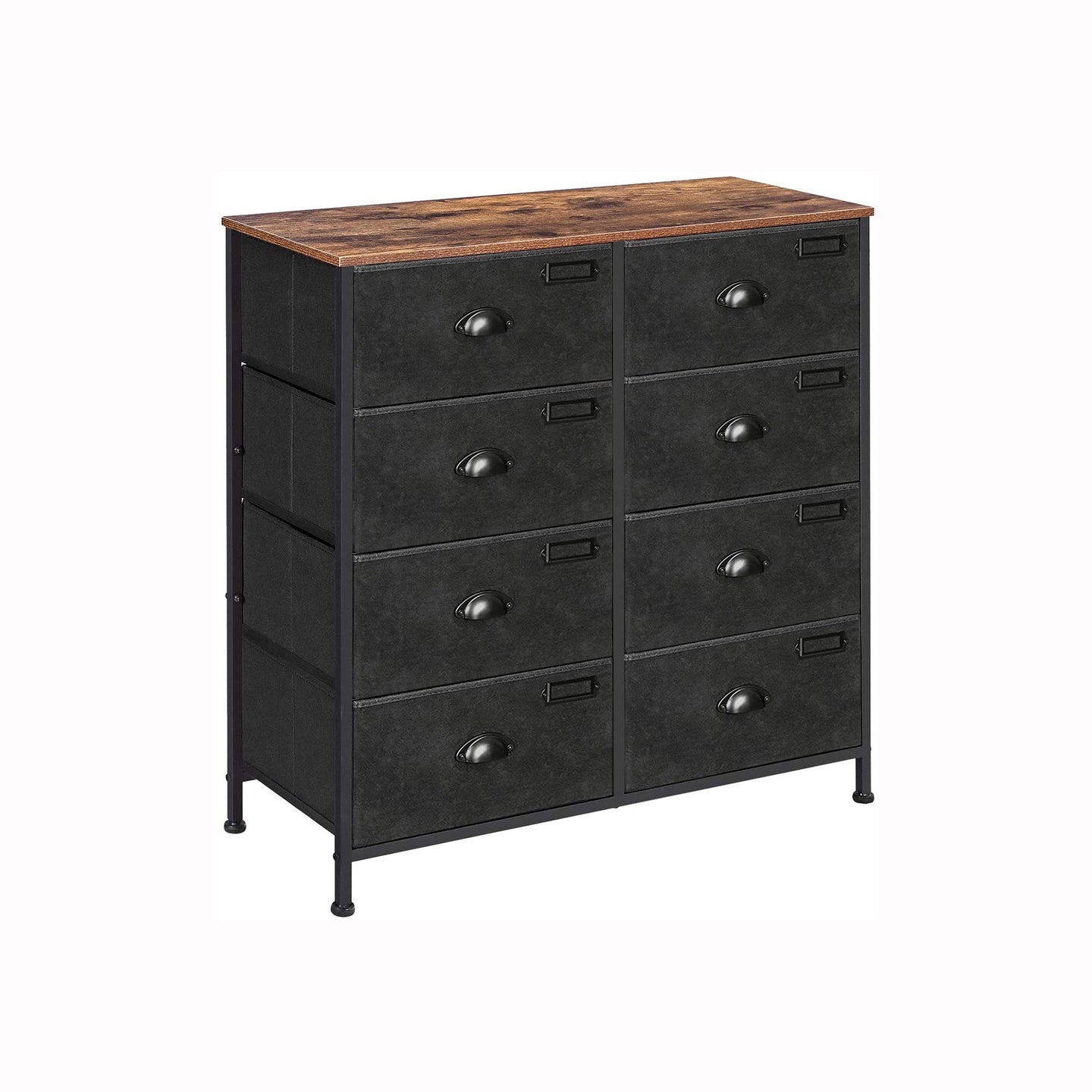 Dresser Unit - Fabric - Rustic Brown and Black - 8 Drawer Storage Cabinet