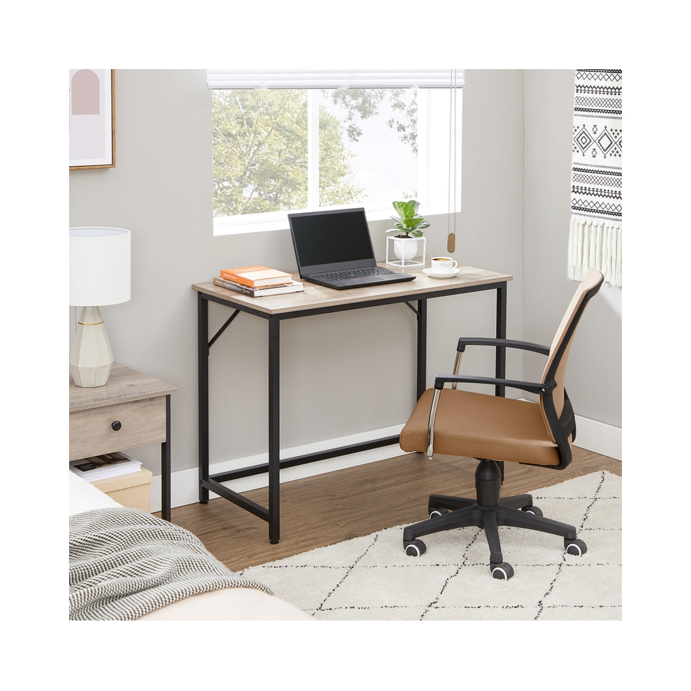 Computer Desk - Steel - Hazelnut Brown and Black