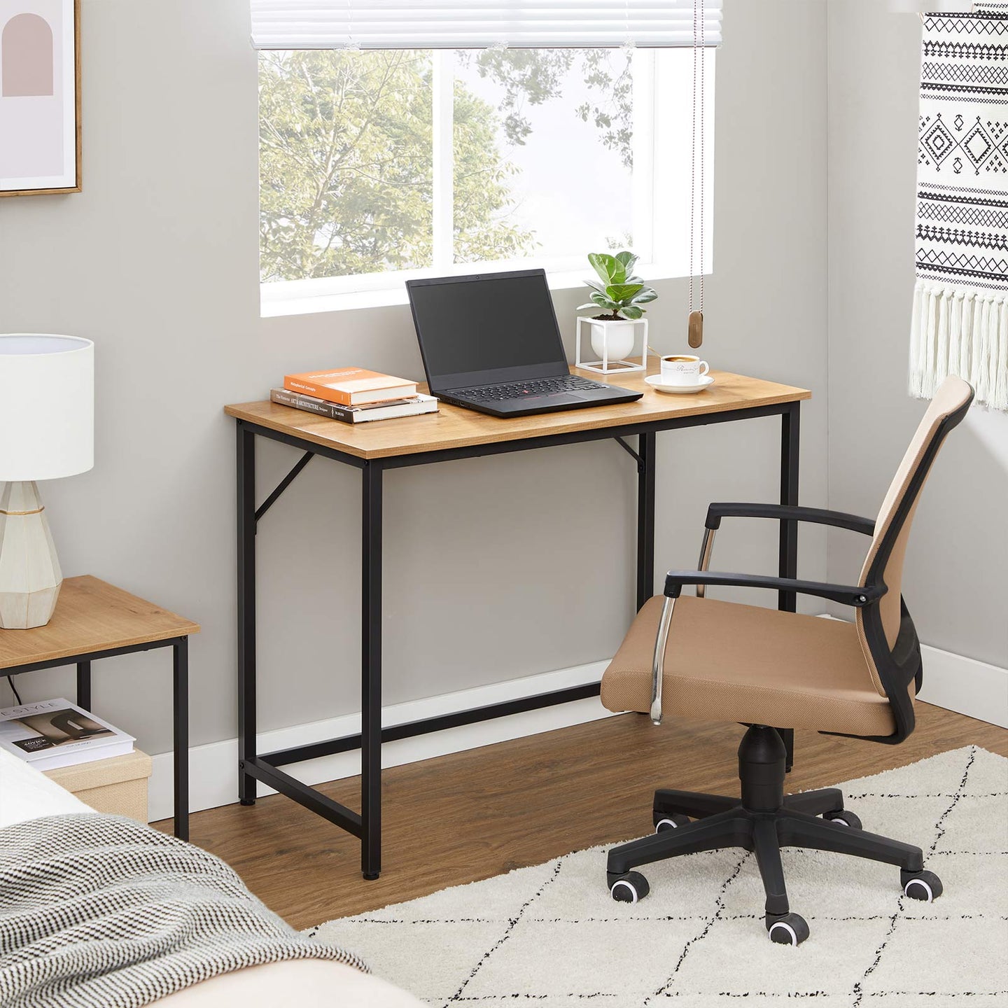 Writing Desk - Steel - Hazelnut Brown and Black