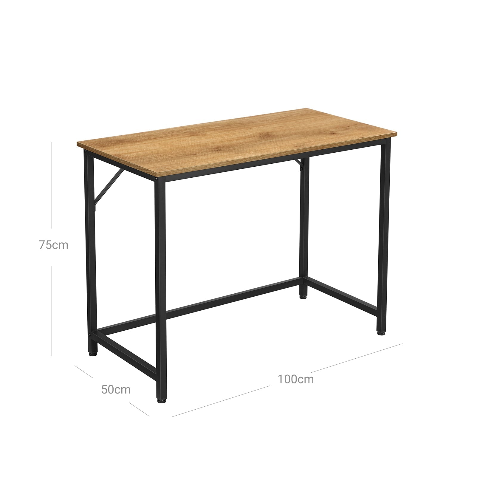 Writing Desk - Steel - Hazelnut Brown and Black