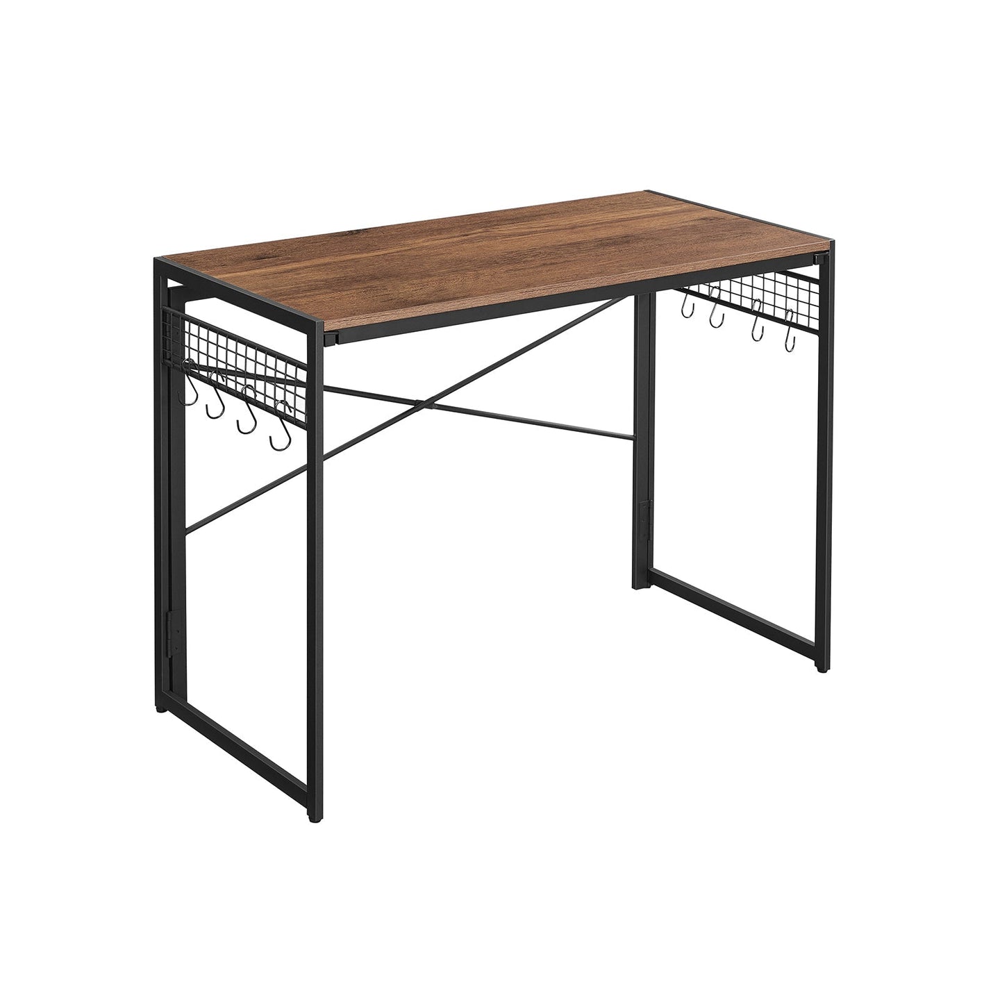 Foldable Computer Desk - Wood - Greige and Black