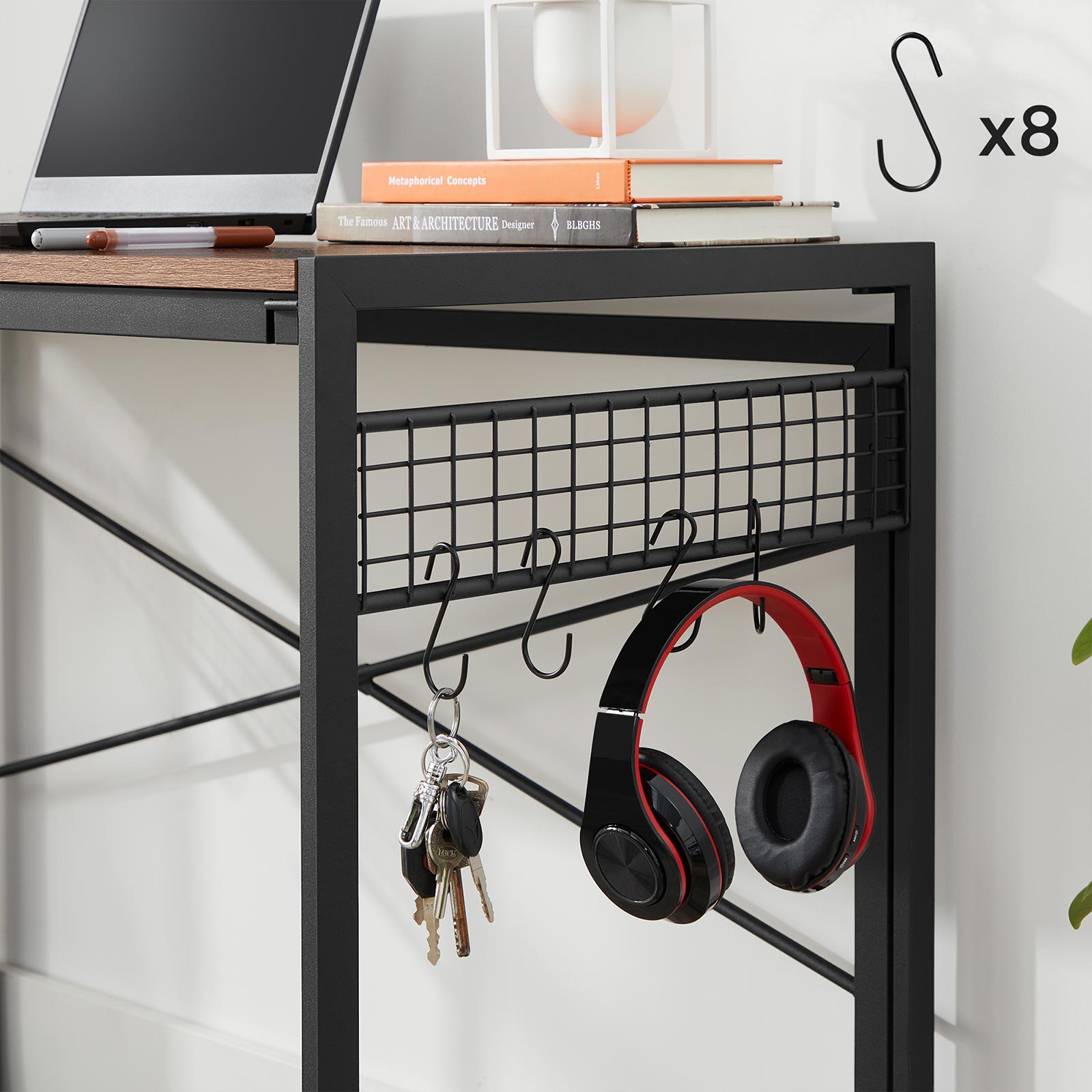 Foldable Computer Desk - Wood - Greige and Black