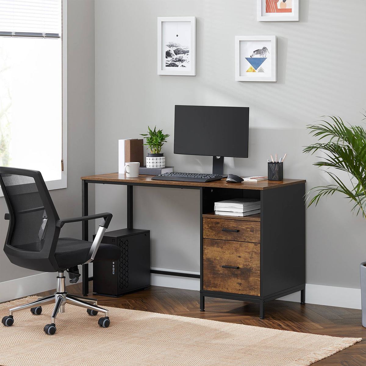 Computer Desk – File Cabinet – Spacious Worktop