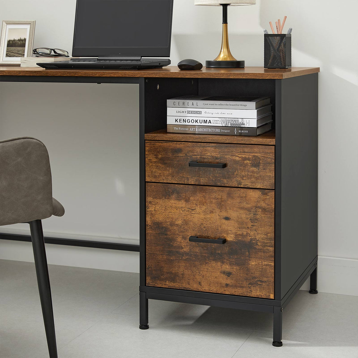 Computer Desk – File Cabinet – Spacious Worktop