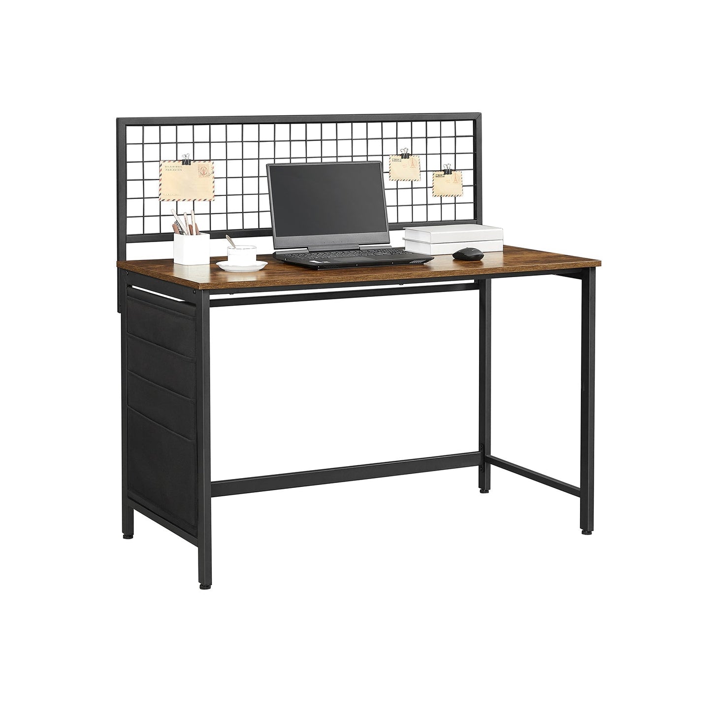 Computer Desk - Fabric - Rustic Brown and Black - Includes Storage Bags