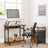 Mobile Computer Desk - Wood - Rustic Brown and Black - Features Monitor Stand and Hooks