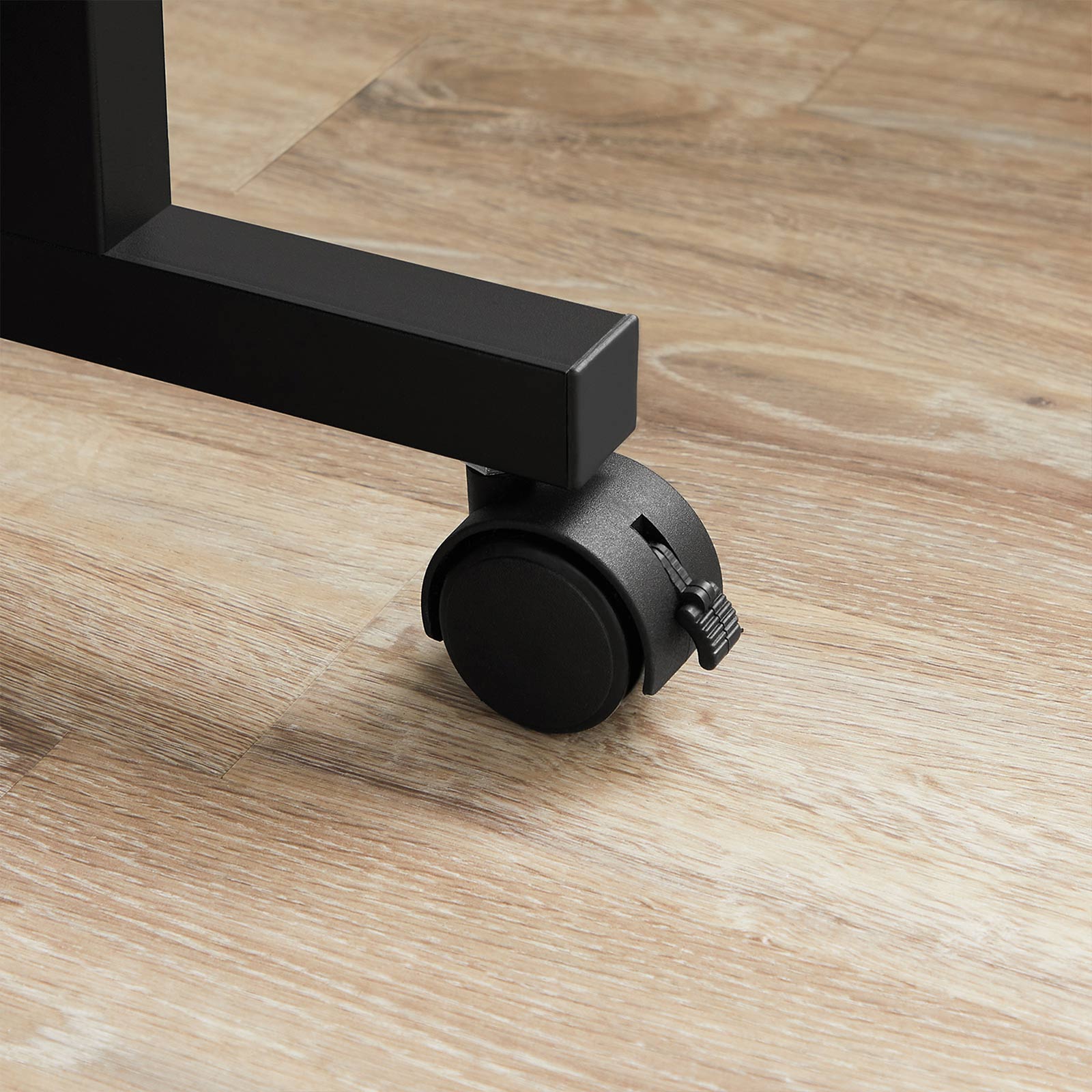 Mobile Computer Desk - Wood - Rustic Brown and Black - Features Monitor Stand and Hooks
