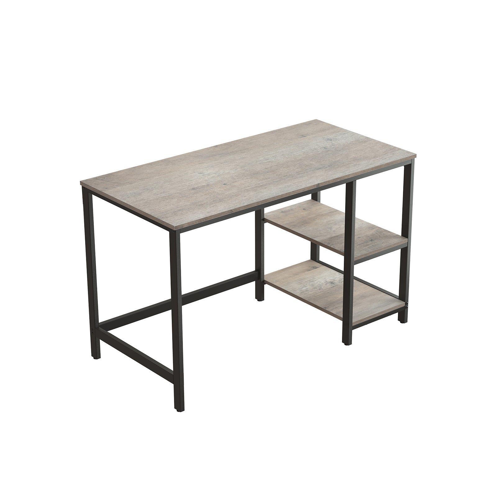 Computer Desk - Metal - Rustic Brown - Includes 2 Shelves for Storage