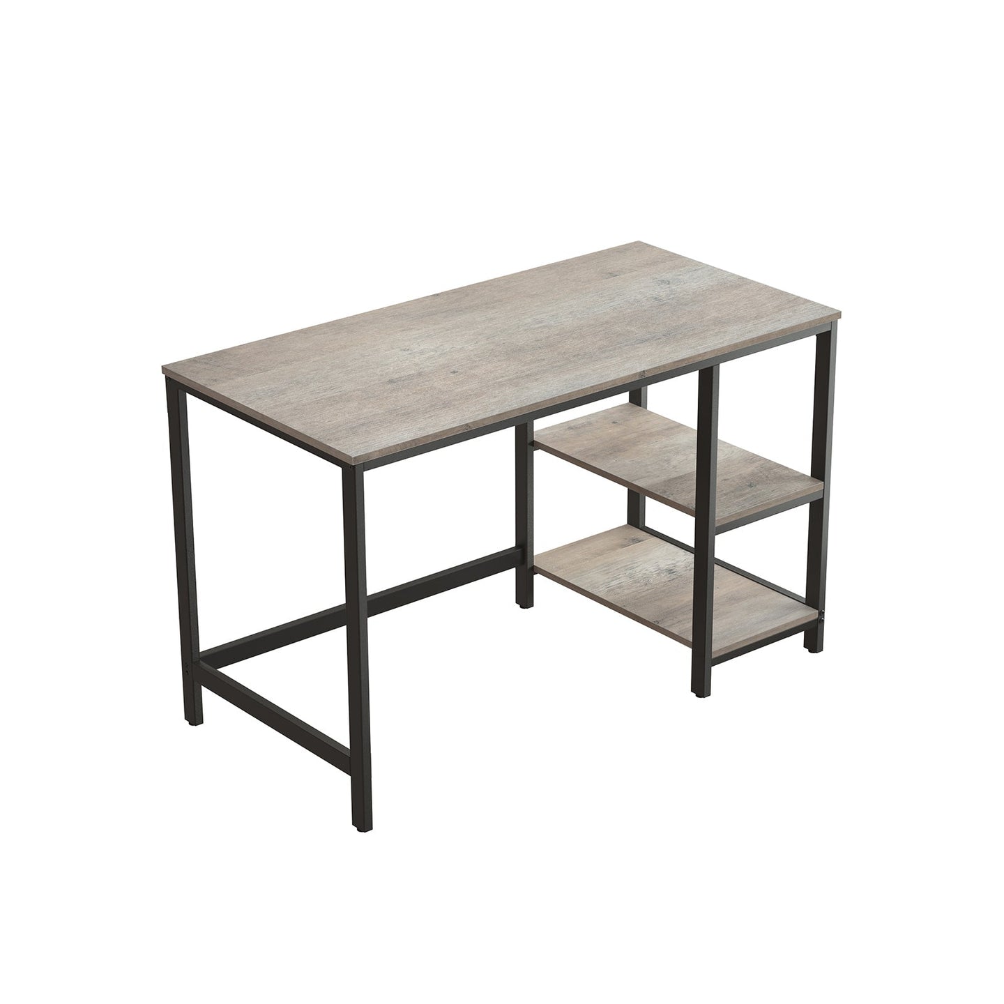 Computer Desk - Metal - Rustic Brown - Includes 2 Shelves for Storage