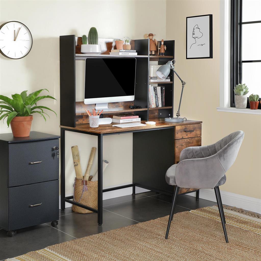 Computer Desk – With Drawers – Storage Shelves