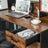 Computer Desk - Steel - Rustic Brown and Black - With Bookshelf and Drawer