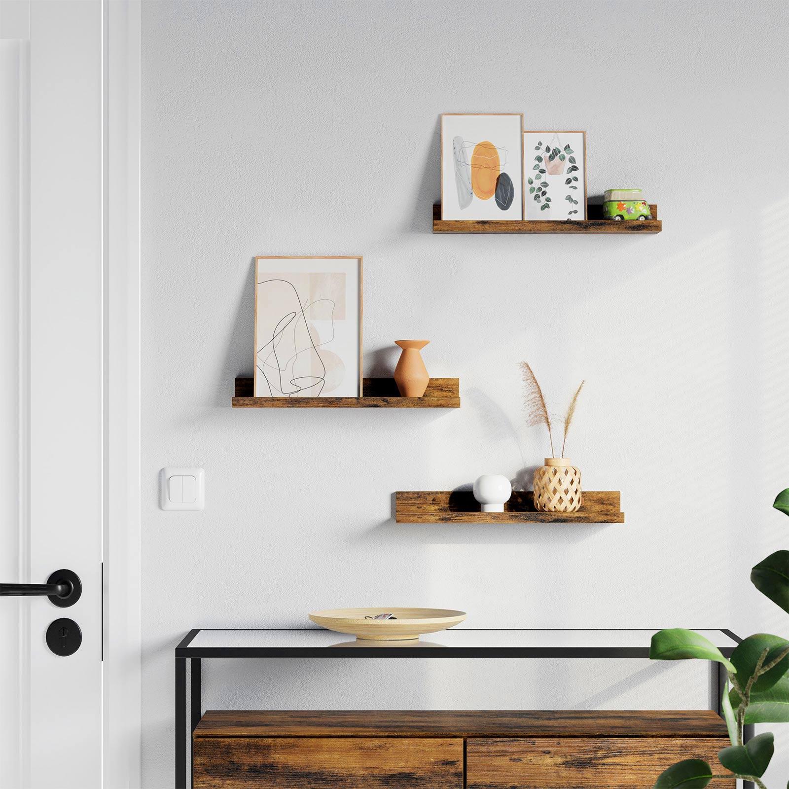 Floating Shelves Set - Rustic Brown - Wooden