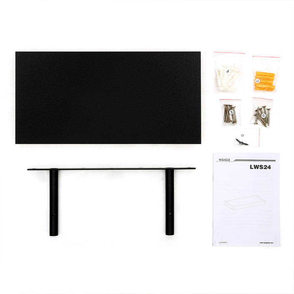 Wall Mounted Floating Shelf - Rustic Design 40 cm - MDF - Black